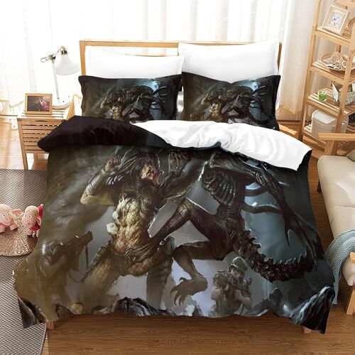 Predator Housse De Couette Imprim¿¿E En D Avec Taies D'oreiller Et Housse De Couette ¿¿ Fermeture ¿¿Clair Dissimul¿¿E, Parure De Lit Super Douce Et Facile