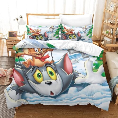 Tom&jerry Chambre D¿¿Coration Ensemble De Literie Motif Imprim¿¿ D Ultra Doux Housse De Couette Fermeture ¿¿Clair Dissimul¿¿E Housse De Couette Taie D'ore