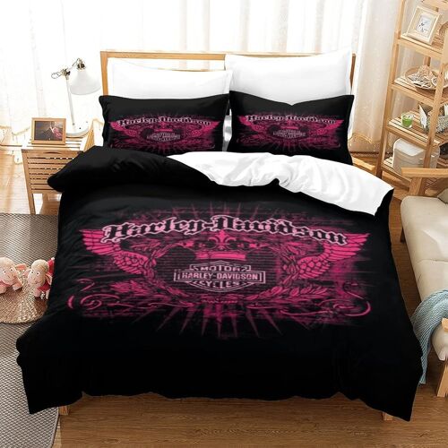 Harley Davidson Th¿¿Me D'impression D Housse De Couette En Microfibre Douce Ensemble De Literie Pi¿¿Ces Avec Fermeture ¿¿Clair Cach¿¿E Taie D'oreiller Ho