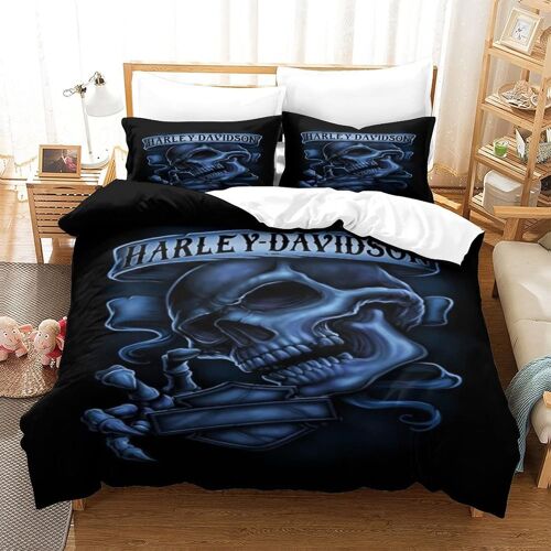 Harley Davidson Chambre D¿¿Coration Ensemble De Literie Motif Imprim¿¿ D Ultra Doux Housse De Couette Fermeture ¿¿Clair Dissimul¿¿E Housse De Couette Taie