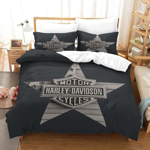 Harley Davidson Housse De Couette D Imprim¿¿ - Parure De Lit Microfibreavec Fermeture ¿¿Clair Housse Couette Imprim¿¿ Avec Taies D'oreiller Double£¿Xcm£©
