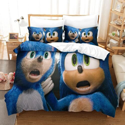 Housse De Couette Sonic Avec Taies D'oreiller,Game Characters Parure De Lit Douce Confortable En Microfibre,Pour Adultes Enfants King£¿Xcm£©