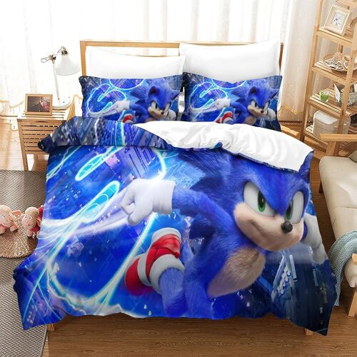 Parure De Lit Avec Housse De Couette Sonic Pi¿¿Ces Impression D Game Characters Motif Microfibre Avec Taie D'oreiller Pour Adultes Enfants Single£¿Xcm£©