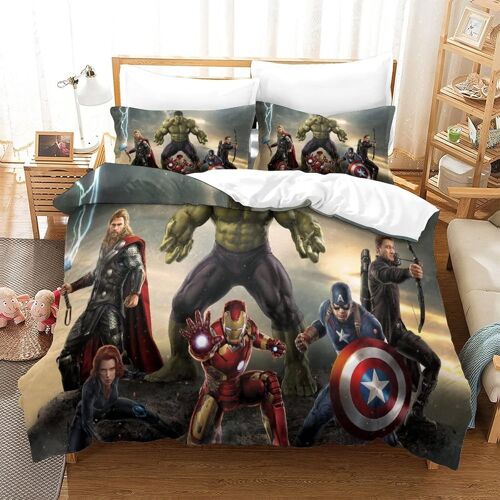 Superhero Parure De Lit Pi¿¿Ces Avec Housse De Couette Et Taies D'oreiller Motif Movie Posters Pour Enfants, Adolescents, Adultes Double£¿Xcm£©