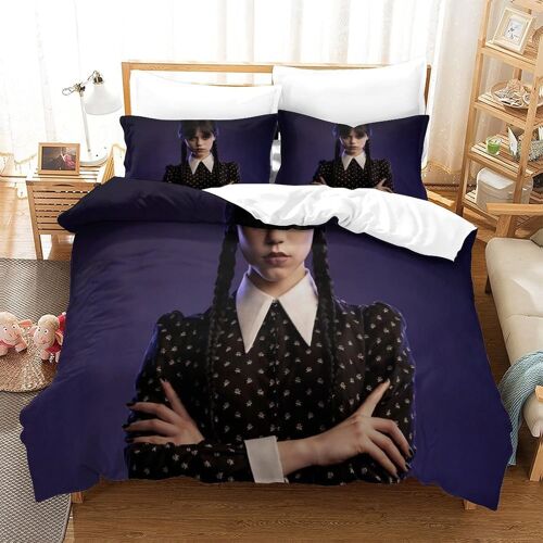 Parure De Lit Avec Housse De Couette Adams Family Pi¿¿Ces Impression D Wednesday Motif Microfibre Avec Taie D'oreiller Pour Adultes Enfants Double£¿Xcm