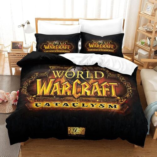 World Of Warcraft D Game Wallpaper Housse De Couette Avec Taies D'oreiller,Housse De Couette Parure De Lit Pour Adultes Et Adolescents King£¿Xcm£©