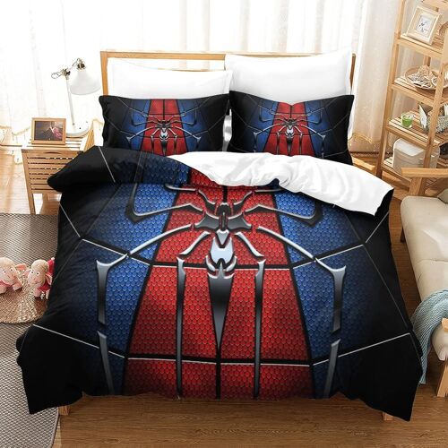 Spiderman Ensemble De Literie Imprimé D Ensemble De Pièces Housse De Couette En Microfibre Douce Avec Fermeture Éclair Cachée Taies D'oreiller Housse