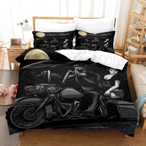 Housse De Couette Harley Davidson Avec Taies D'oreiller,Parure De Lit Motorcycle En Microfibre,Pour Adultes Enfants Single¿Xcm¿