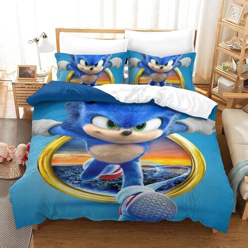Sonic The Hedgehog Impression En D Parure De Couette Avec Fermeture Eclair Housse De Couette Respirante¿Pour Tout Le Monde¿Cartoon Character Housse De