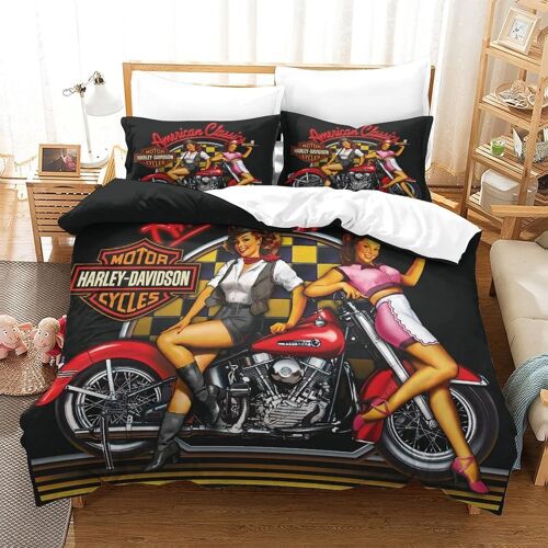 Harley Davidson Housse De Couette En D Sur Le Thème De Motorcycle Parure De Lit Pièces En Microfibre Style Avec Taie D'oreiller King¿Xcm¿