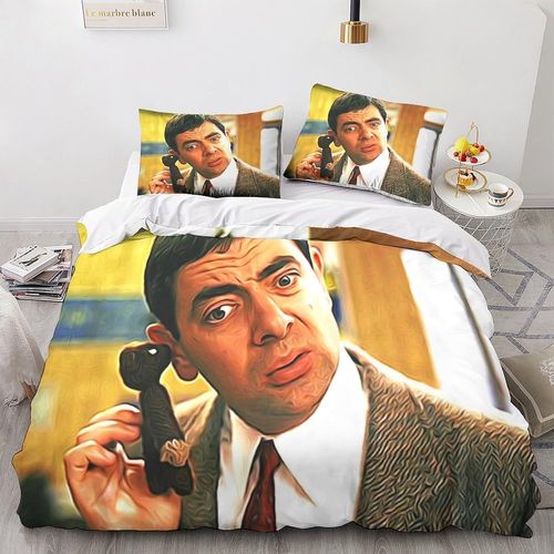 Mr. Bean Impression En D Housse De Couette¿Couette Microfibre Avec Fermeture Eclair Enfants Adultes¿Movie Comics Animation Ensemble De Housse De C Oue