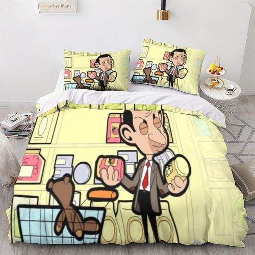 Parure De Lit Pièces Pour Mr. Bean Movie Comics Animation Impression D Housse De Couette En Microfibre Hypoallergique Avec Fermeture Éclair Ki