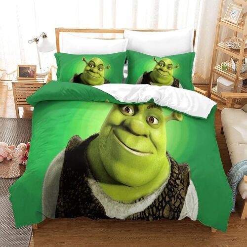 Housse De Couette Shrek,Parure De Lit Cartoon,Impression Numérique D,Microfibre,Fermeture Éclair Hypoallergénique Double¿Xcm¿