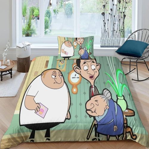 Mr. Bean Impression En D Parure De Lit De Housse¿Pour Adulte Adolescents¿Movie Comics Animation Pièces Housses Pour Couettes Respirant Fermeture Ecla