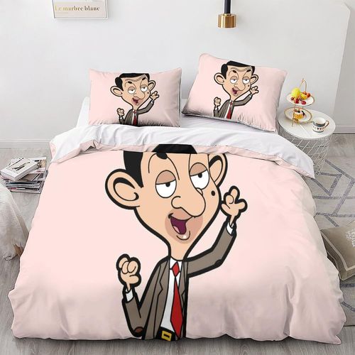 Parure De Lit Pièces Pour Mr. Bean Movie Comics Animation Impression D Housse De Couette En Microfibre Hypoallergique Avec Fermeture Éclair Do