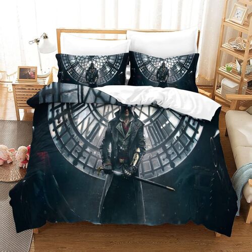 Assassin's Creed Ensemble Housse De Couett Imprimé D Et Taie D'oreiller,Ultra Doux Microfibre Hypoallergénique ¿Pcs¿Ensemble Housse De Couette Avec Fe