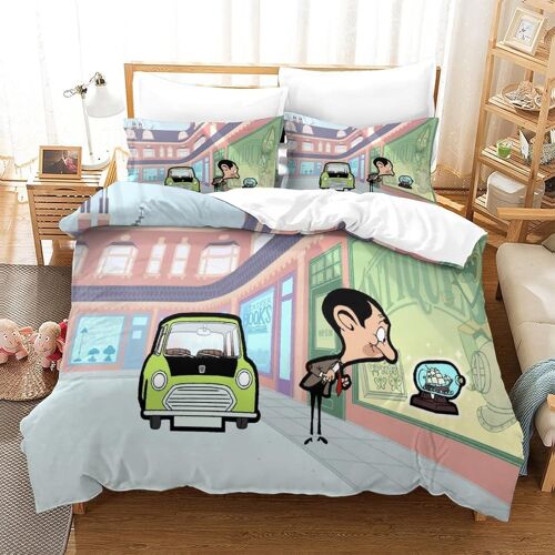 Mr. Bean Ensemble De Literie ¿¿ Motif Imprim¿¿ En D Housse De Couette ¿¿ Th¿¿Me Ultra Douce Ensemble De Pi¿¿Ces Avec Taie D'oreiller ¿¿ Fermeture ¿¿Clair Ca