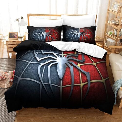 Spiderman Housse De Couette Imprimée En D Avec Taies D'oreiller Et Housse De Couette À Fermeture Éclair Dissimulée, Parure De Lit Super Douce Et Facil