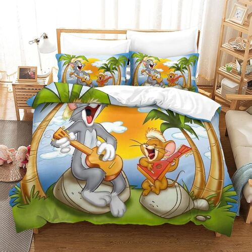 Tom&jerry Housse De Couette, Parure De Lit Et Taies D'oreiller, Pour D¿¿Co Chambre Adulte Enfant Double£¿Xcm£©