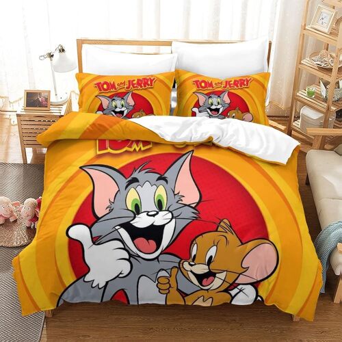 Tom&jerry Housse De Couette, Motif Imprim¿¿ En D De Th¿¿Me Parures De Lit,Ensemble De Literie Avec Taies D'oreiller, Pour Adultes Et Enfants Double£¿Xcm£©