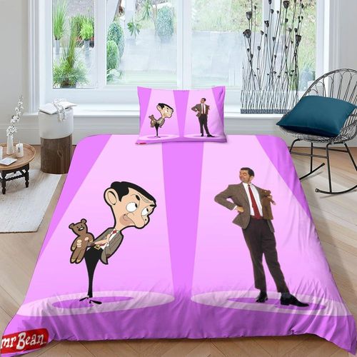 Parure De Lit Pièces Pour Mr. Bean Movie Comics Animation Impression D Housse De Couette En Microfibre Hypoallergique Avec Fermeture Éclair Si