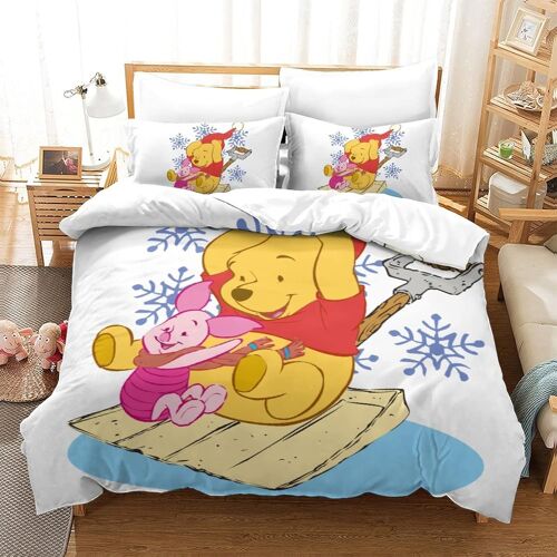 Winnie The Pooh Impression En D Parure De Lit De Housse¿Pour Adulte Adolescents¿Animated Characters Pièces Housses Pour Couettes Respirant Fermeture