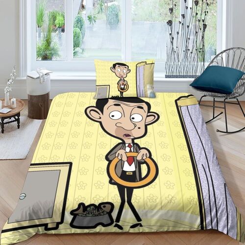 Mr. Bean Impression En D Parure De Couette Avec Fermeture Eclair Housse De Couette Respirante¿Pour Tout Le Monde¿Movie Comics Animation Housse De Coue