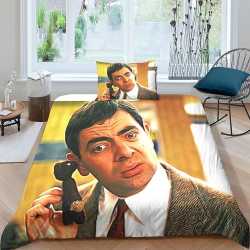 Mr. Bean Impression En D Parure De Lit De Housse¿Pour Adulte Adolescents¿Movie Comics Animation Pièces Housses Pour Couettes Respirant Fermeture Ecla