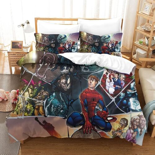 Housse De Couette Spiderman, Parure De Lit Movie Posters, Impression Numérique D, Microfibre, Fermeture Éclair Hypoallergénique Double¿Xcm¿