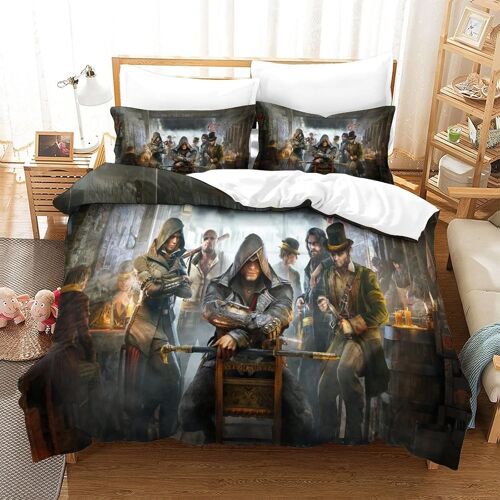 Parure De Lit Assassin's Creed Pour Enfant - Game Cg Housse De Couette Pour Chambre À Coucher - En Microfibre Avec Taies D'oreiller Single¿Xcm¿