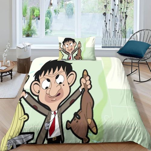 Parure De Lit Pièces Pour Mr. Bean Movie Comics Animation Impression D Housse De Couette En Microfibre Hypoallergique Avec Fermeture Éclair Si