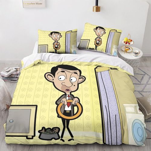 Mr. Bean Impression En D Parure De Couette Avec Fermeture Eclair Housse De Couette Respirante¿Pour Tout Le Monde¿Movie Comics Animation Housse De Coue