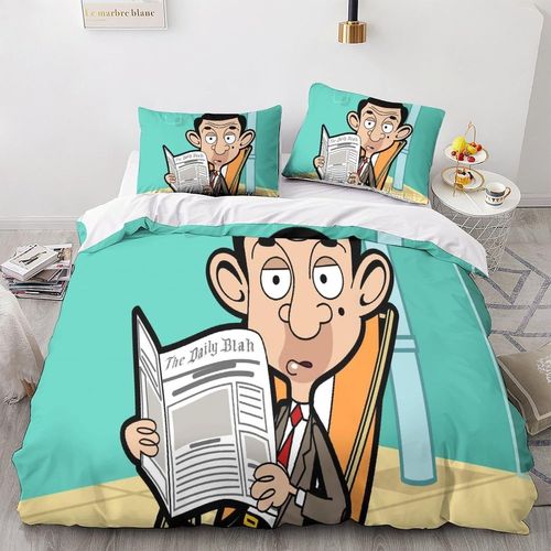 Parure De Lit Pièces Pour Mr. Bean Movie Comics Animation Impression D Housse De Couette En Microfibre Hypoallergique Avec Fermeture Éclair Ki