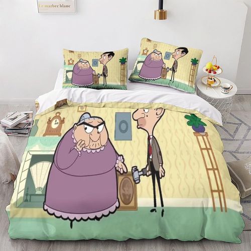Parure De Lit Pièces Pour Mr. Bean Movie Comics Animation Impression D Housse De Couette En Microfibre Hypoallergique Avec Fermeture Éclair Ki