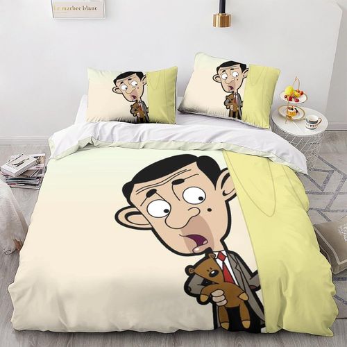 Mr. Bean Impression En D Parure De Lit De Housse¿Pour Adulte Adolescents¿Movie Comics Animation Pièces Housses Pour Couettes Respirant Fermetu