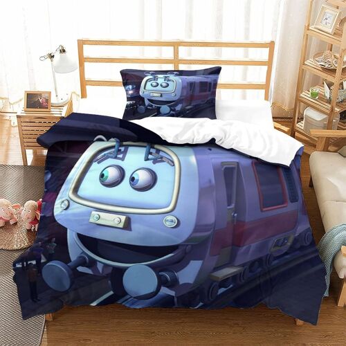 Parure De Lit Pi¿¿Ces Pour Chuggington Animated Train Impression D Housse De Couette En Microfibre Hypoallergique Avec Fermeture ¿¿Clair Single£¿