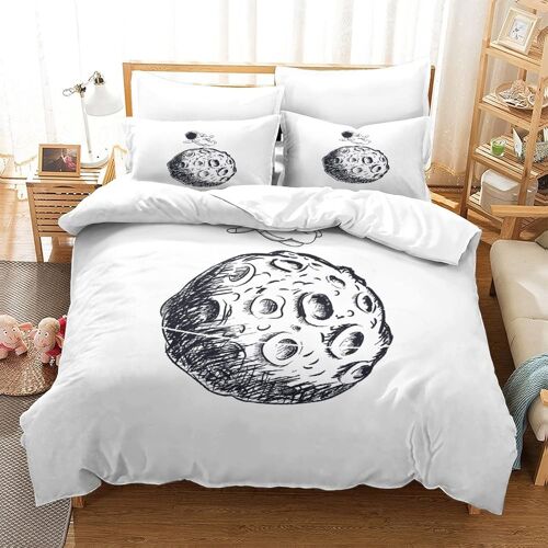Astronaut Impression En D Housse De Couette£¬Couette Microfibre Avec Fermeture Eclair Enfants Adultes£¬Galaxy Moon Ensemble De Housse De C Ouette