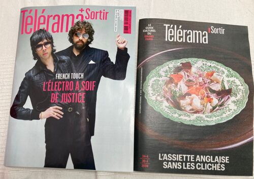 2 Revues: Telerama 3876 Du 27/04 Au 03/05/2024 French Touch L Electro A Soif De Justice + Sortir L Assiette Anglaise Sans Les Cliches