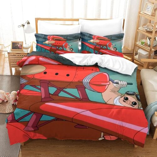 Porco Rosso Impression En D Parure De Lit De Housse£¬Pour Adulte Adolescents£¬Hayao Miyazaki Animated Films Pi¿¿Ces Housses Pour Couettes Respirant Ferm