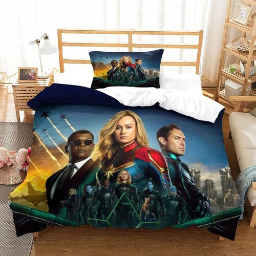 Captain Marvel Impression En D Parure De Couette Avec Fermeture Eclair Housse De Couette Respirante¿Pour Tout Le Monde¿Super Hero Housse De Couette Av