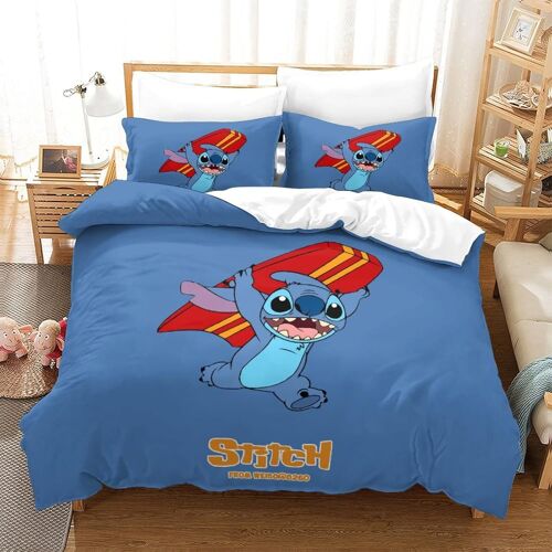 Stitch Impression En D Parure De Lit De Housse¿Pour Adulte Adolescents¿Lilo & Stitch Pièces Housses Pour Couettes Respirant Fermeture Eclair A