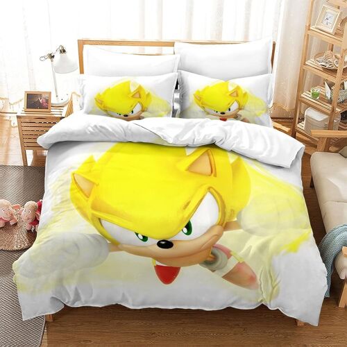 Parure De Lit Pièces Pour Sonic The Hedgehog Cartoon Character Impression D Housse De Couette En Microfibre Hypoallergique Avec Fermeture Éclair Sing