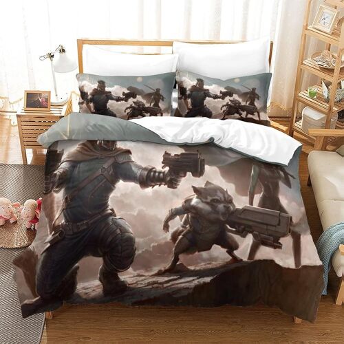Housse De Couette Superhero Parure De Lit Guardians Of The Galaxy Impression Numérique D Microfibre Fermeture Éclair Hypoallergénique King¿Xcm¿