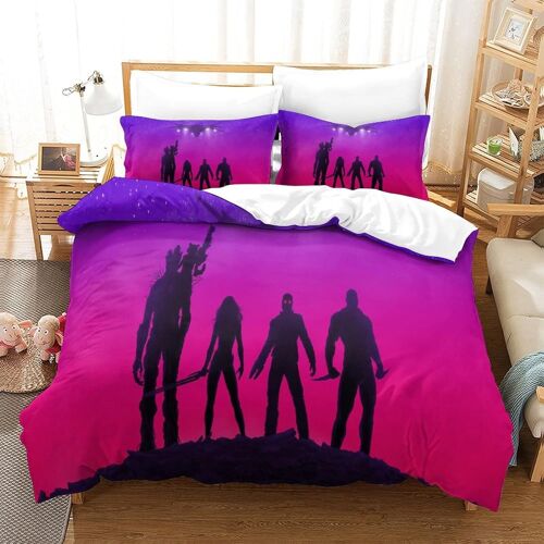 Superhero Parure De Lit Imprimée En D Pièces Housse De Couette En Polycoton Douce Et Confortable Avec Housse De Couette À Fermeture Éclair Dissimulée