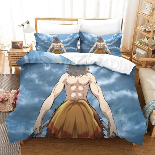 Demon Slayer Housse De Couette D Imprimé Hashibira Inosuke - Parure De Lit Microfibreavec Fermeture Éclair Housse Couette Imprimé Avec Taies D'oreille