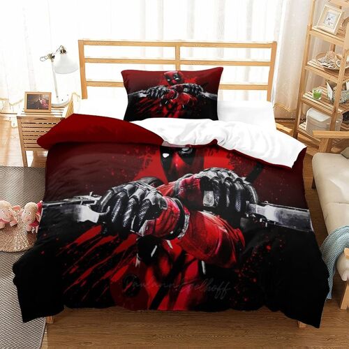 Deadpool Impression En D Parure De Lit De Housse£¬Pour Adulte Adolescents£¬Super Hero Pi¿¿Ces Housses Pour Couettes Respirant Fermeture Eclair Av