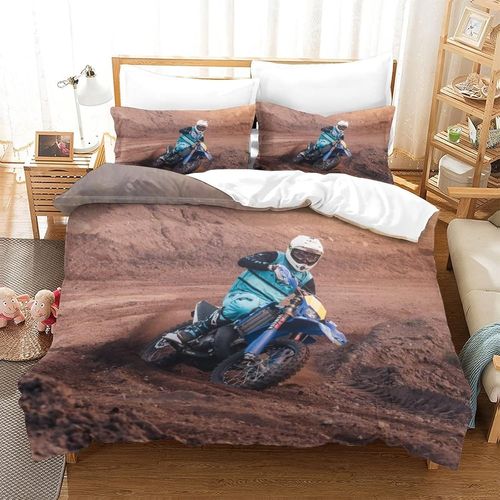 Motocross Impression En D Housse De Couette£¬Couette Microfibre Avec Fermeture Eclair Enfants Adultes£¬Mountain Bike Ensemble De Housse De C Ouette Avec