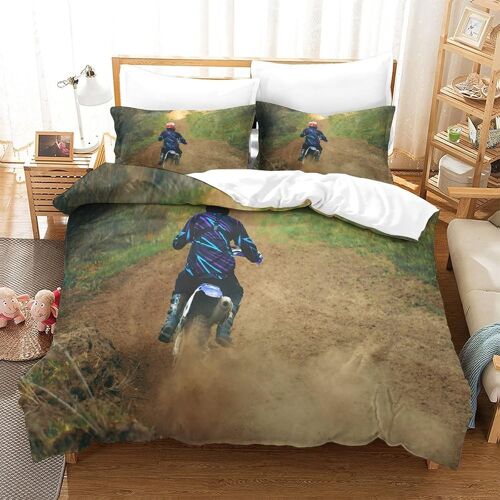Motocross Impression En D Housse De Couette£¬Couette Microfibre Avec Fermeture Eclair Enfants Adultes£¬Mountain Bike Ensemble De Housse De C Ouette Avec