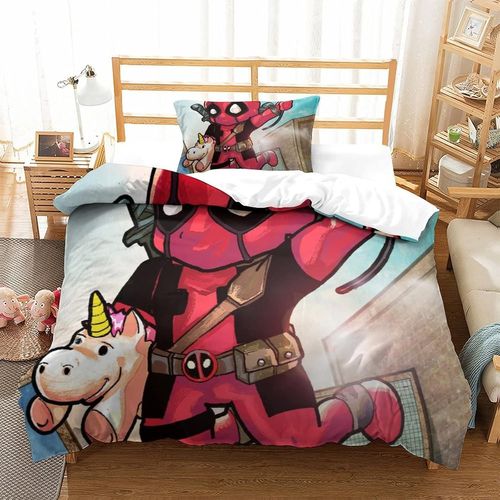 Deadpool Impression En D Housse De Couette£¬Couette Microfibre Avec Fermeture Eclair Enfants Adultes£¬Super Hero Ensemble De Housse De C Ouette A