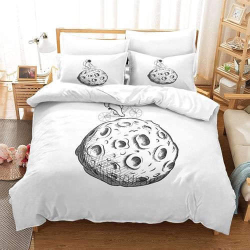 Astronaut Impression En D Sets De Housse De Avec Fermeture Eclair Couettes Galaxy Moon Housse De Couette Microfibre £¬Adulte Gar? On Fille Nsemb